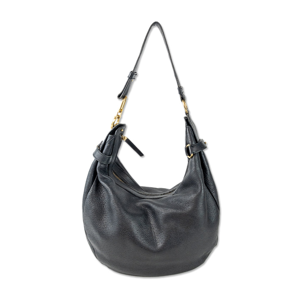 Salvatore Ferragamo Black Leather Hobo Bag