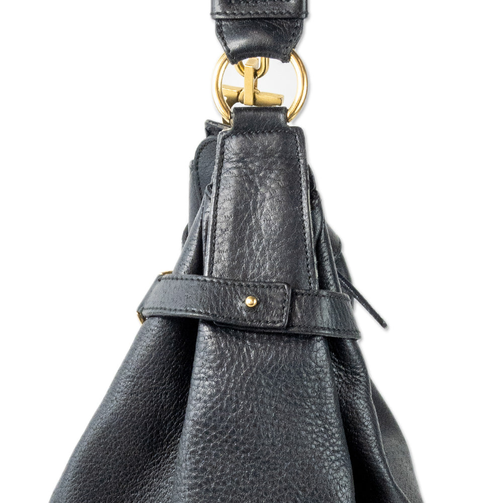 Salvatore Ferragamo Black Leather Hobo Bag