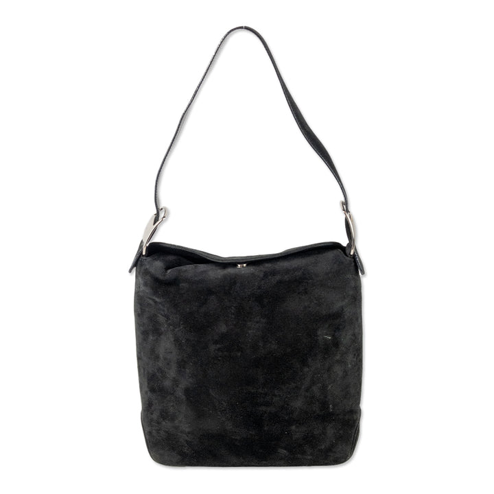 Salvatore Ferragamo Black Suede Shoulder Bag