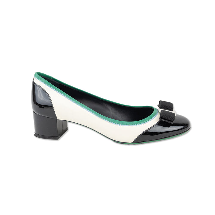 Salvatore Ferragamo Color Block Round Toe Heeled Loafers