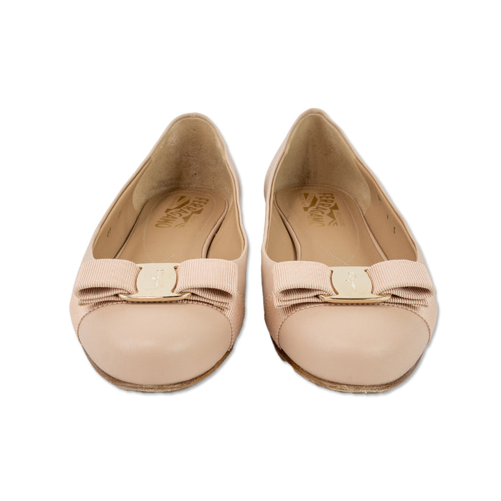 Salvatore Ferragamo Nude Round Toe Ballet Flats