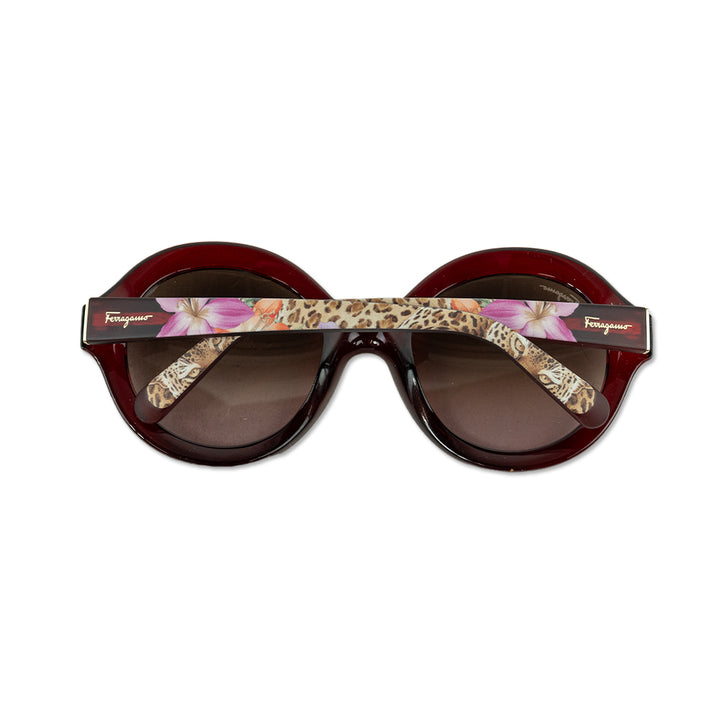 Salvatore Ferragamo Round Red Plastic Sunglasses