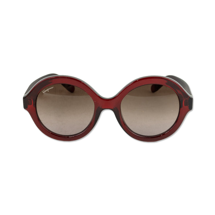 Salvatore Ferragamo Round Red Plastic Sunglasses