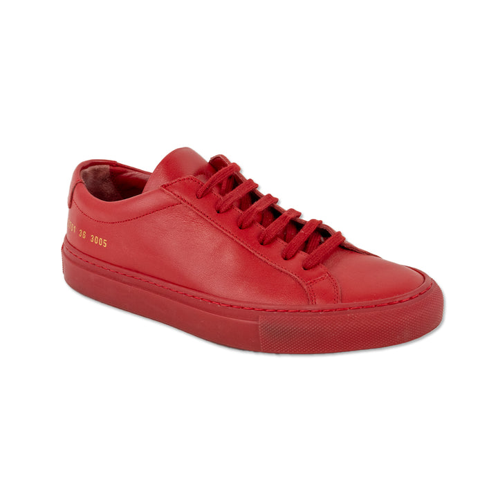 Common Projects Achilles Low Red Leather Sneakers