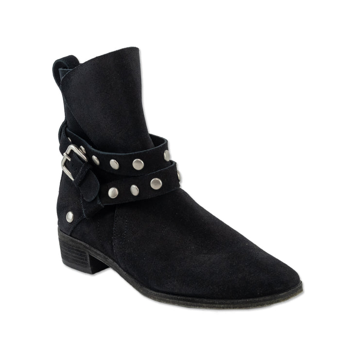 See by Chloé Janis Black Studded Suede Ankle Boots