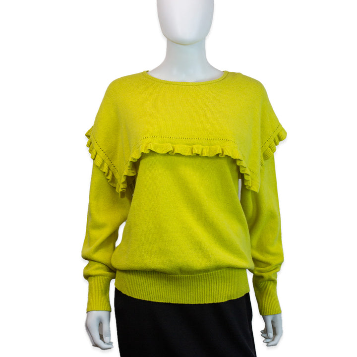 See by Chloé Organic Yellow Alpaca Blend Knit Ruffle Detail Sweater