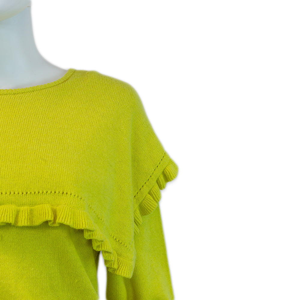 See by Chloé Organic Yellow Alpaca Blend Knit Ruffle Detail Sweater