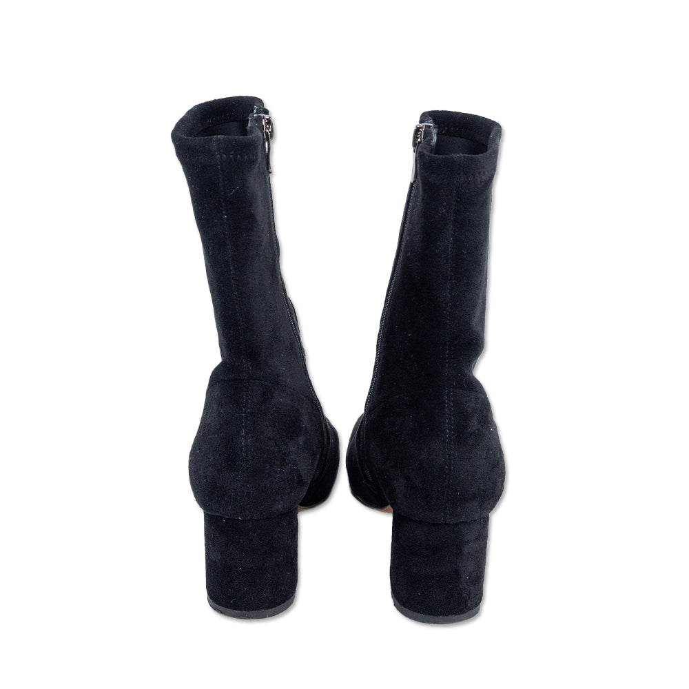 Silent D Black Stretch Suede Ankle Boot