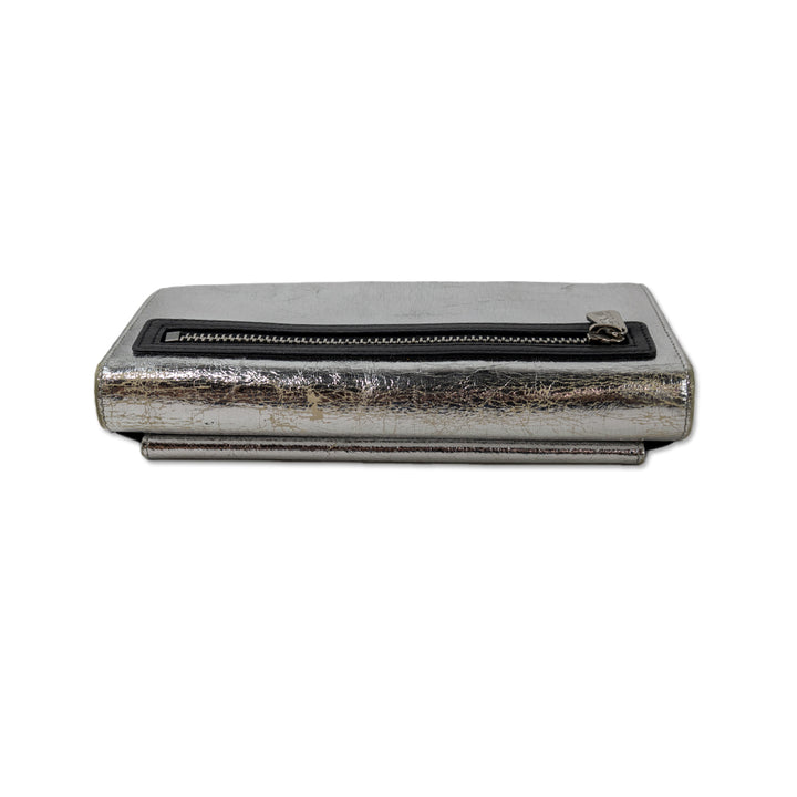 Sonia Rykiel Silver Metallic Leather Wallet