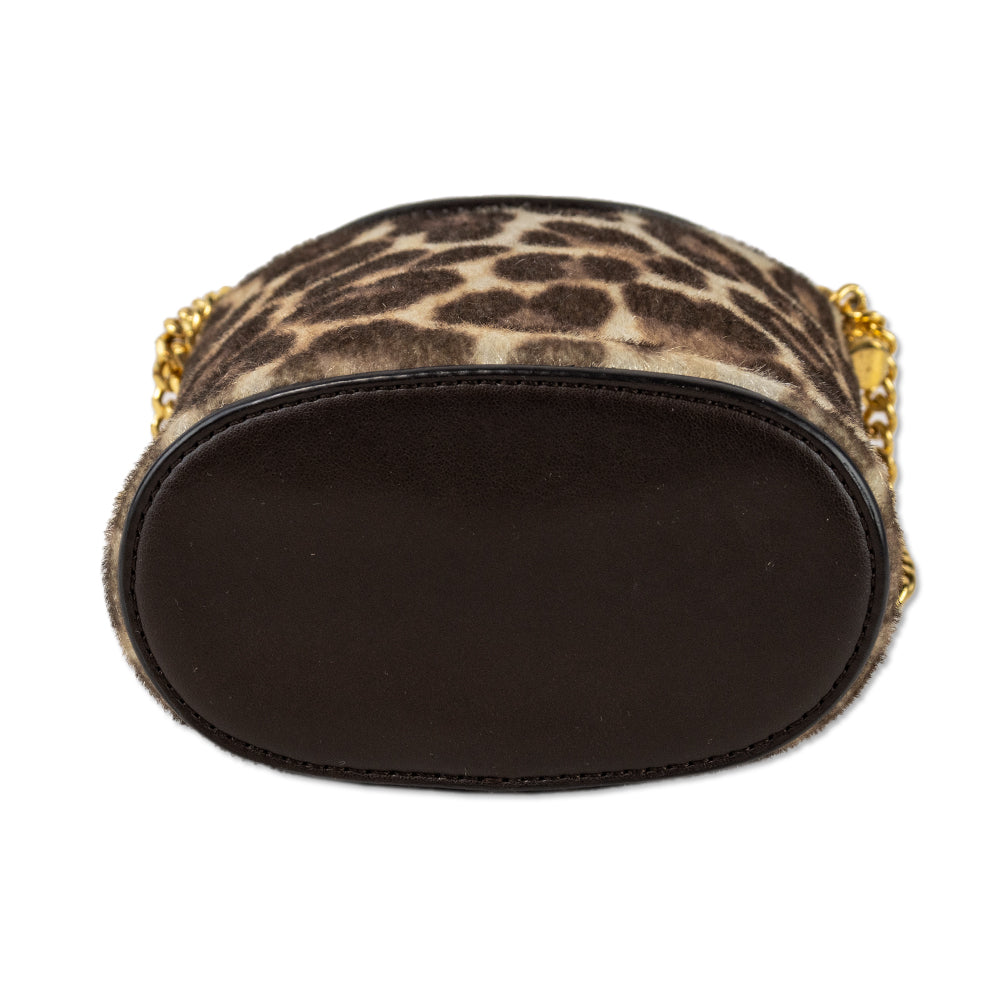 Stella McCartney Leopard Print Faux Calf Hair Bucket Bag