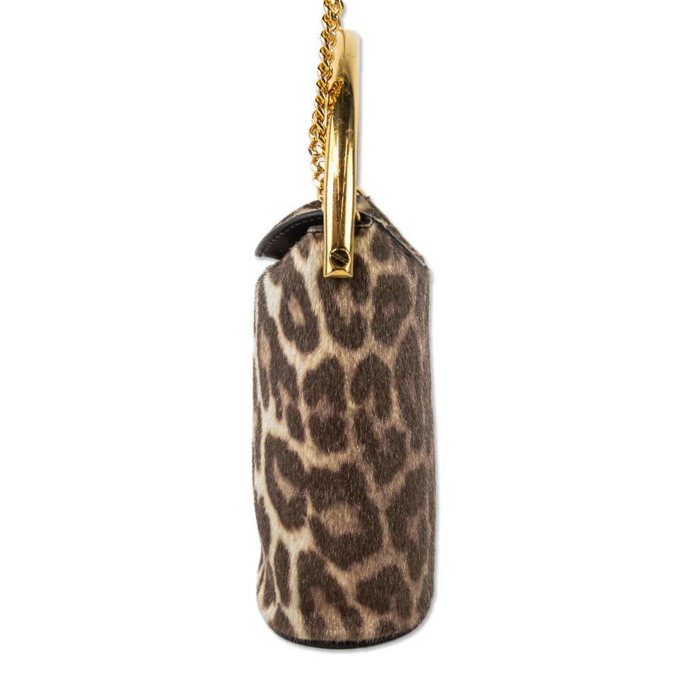 Stella McCartney Leopard Print Faux Calf Hair Bucket Bag