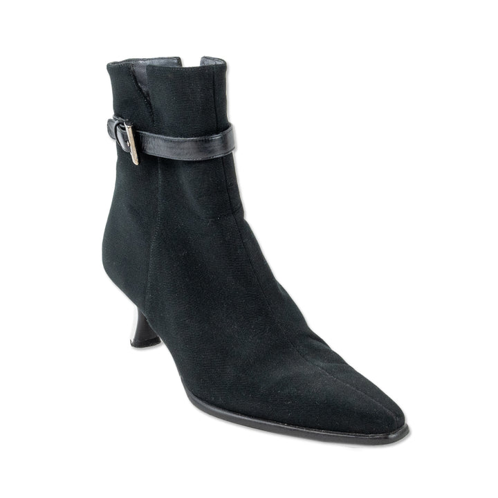 Stuart Weitzman Black Pointed Toe Ankle Strap Boots