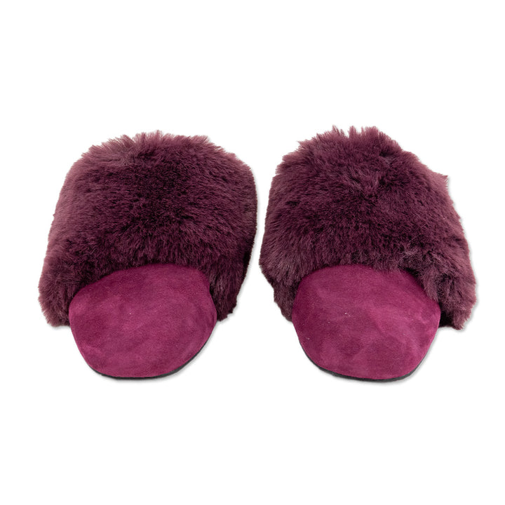 Stuart Weitzman Burgundy Faux Fur Mules