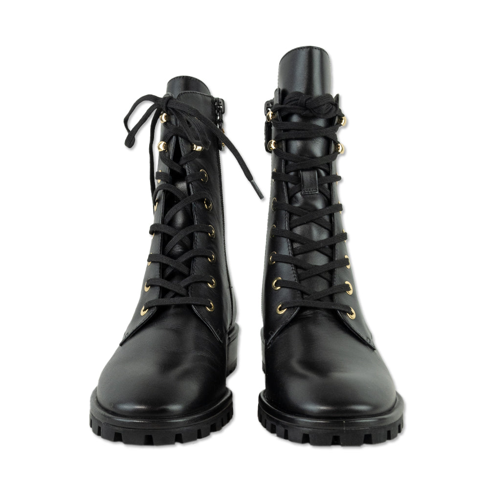 Stuart Weitzman Laine Black Leather Combat Boots