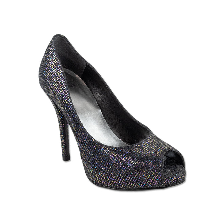 Stuart Weitzman Purple Glitter Peep Toe Pumps