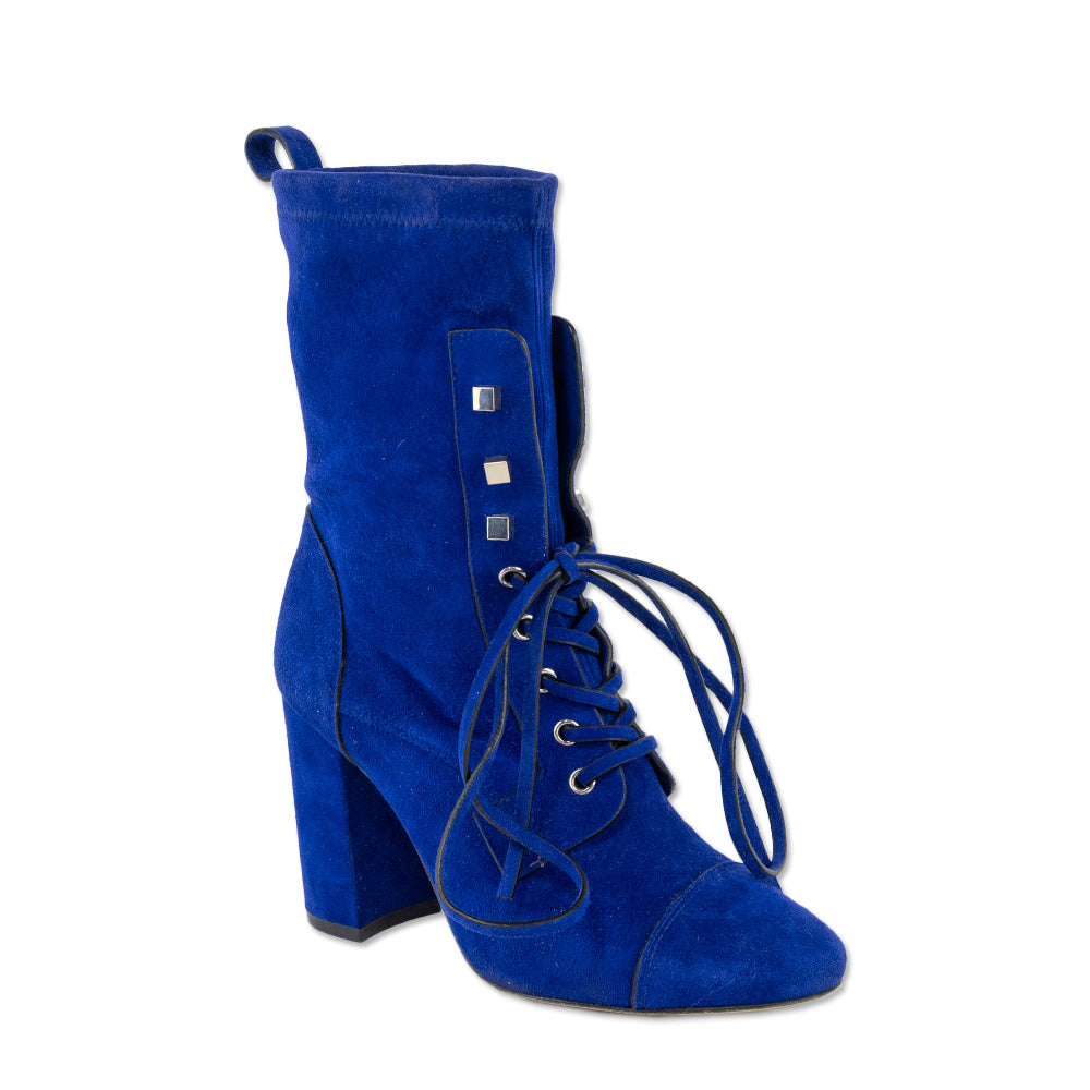 Stuart Weitzman Royal Blue Suede Calf Booties