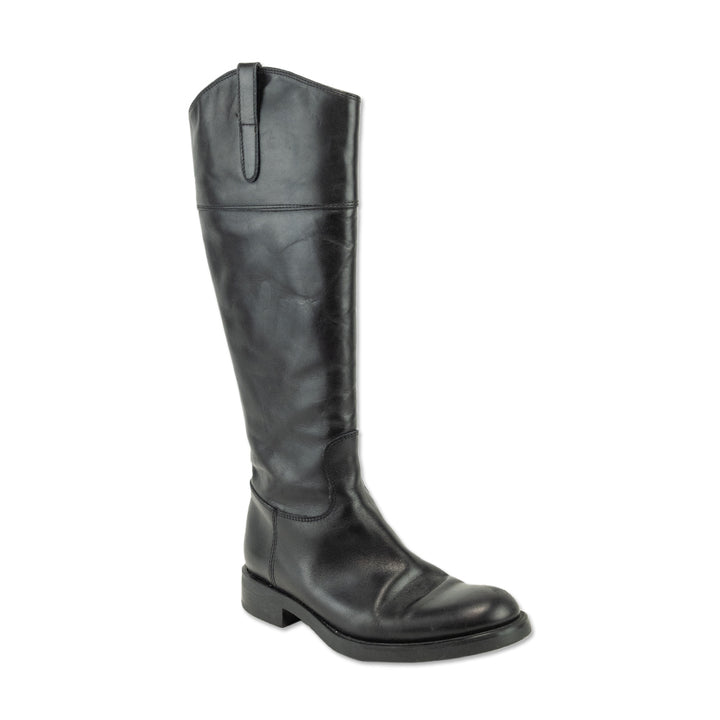 Studio Pollini Black Leather Riding Boots