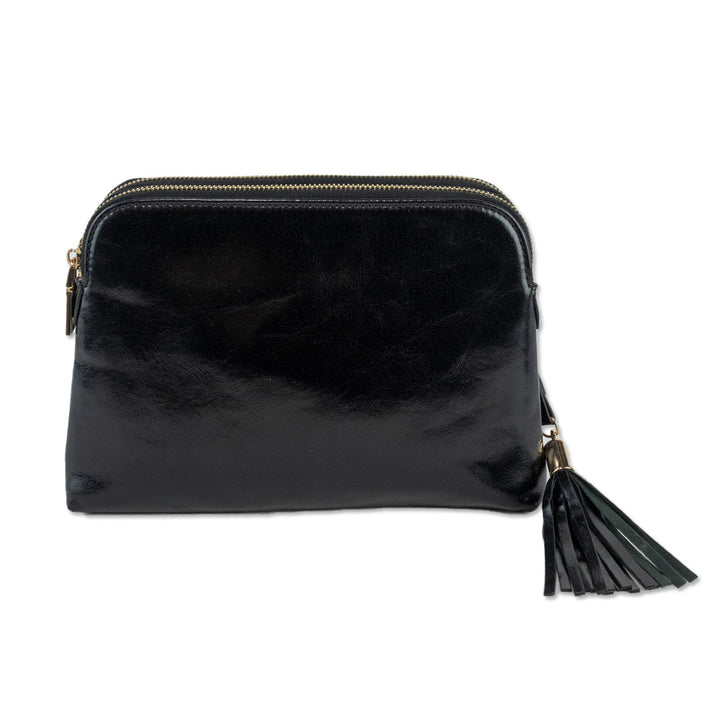 Sunset + Spring Black Patent Leather Double Zip Convertible Bag