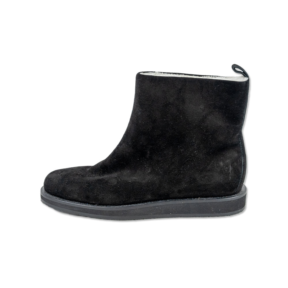 Tamara Mellon Black Suede Shearling-Lined Ankle Boots