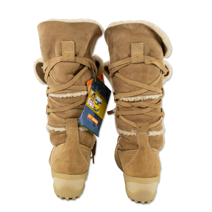 Tecnica Beige Suede Shearling-Lined Ski Boots