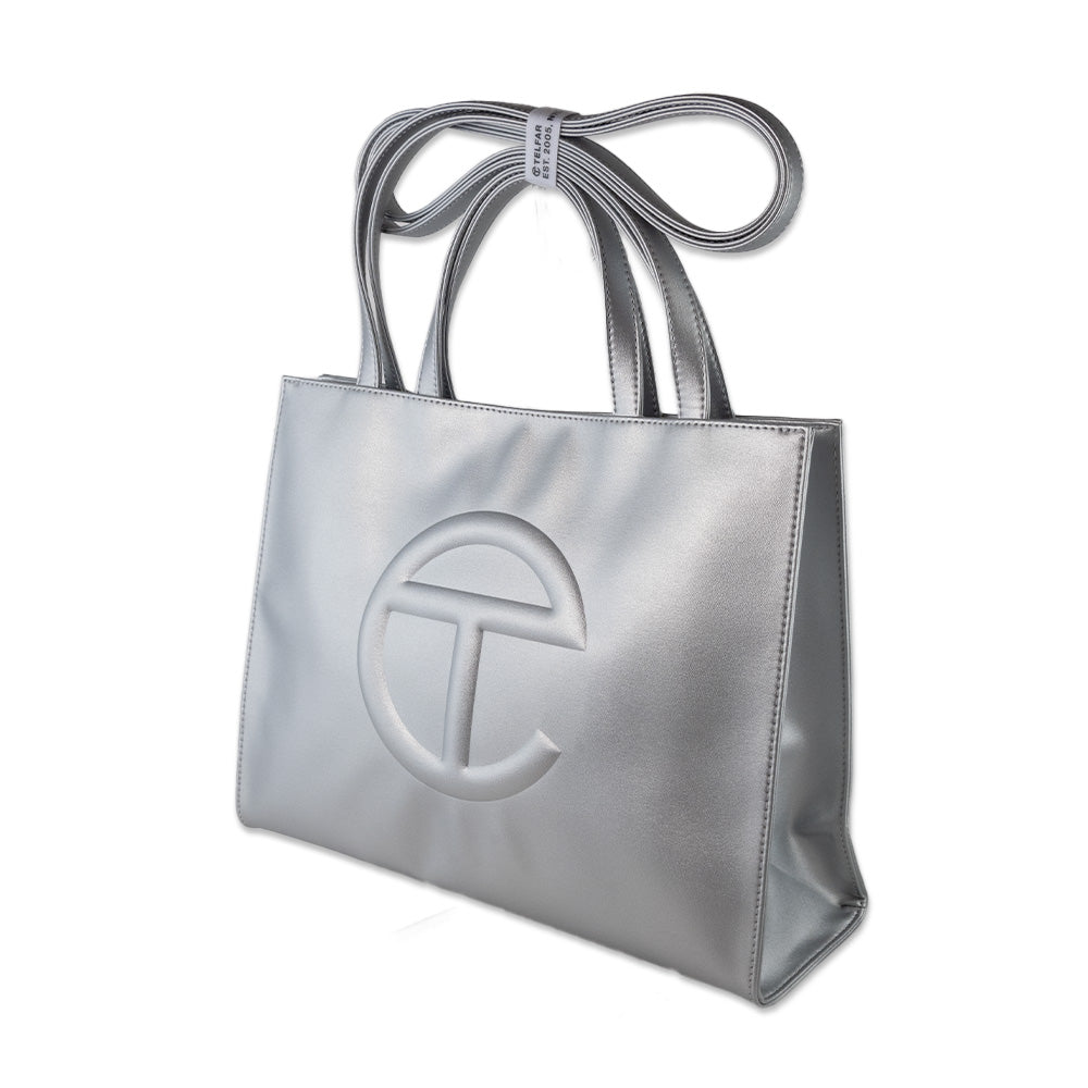 Telfar Medium Silver Shopping Tote