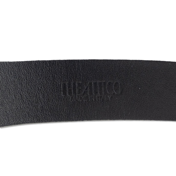 The Attico Metallic Silver Leather Logo Buckle Curve Belt