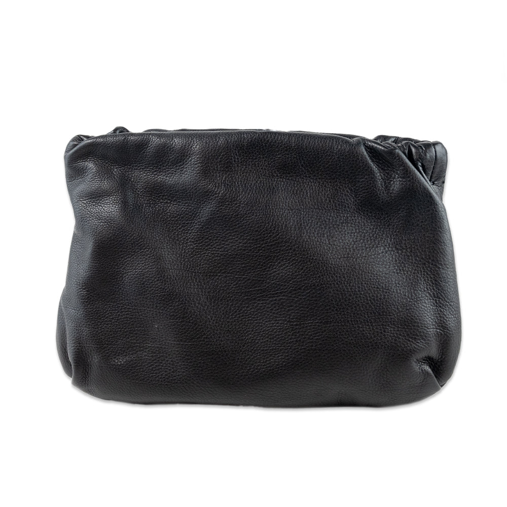 The Row Black Pleated Leather Crossbody Bag