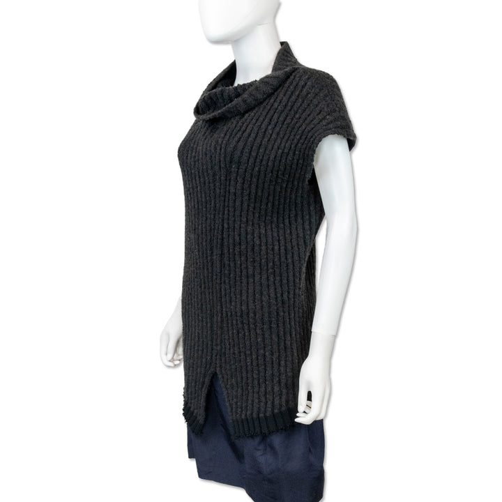 The Row Dark Grey Damiano Rib-Knit Sleeveless Sweater