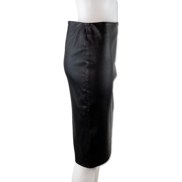 Theory Black Leather Midi Pencil Skirt