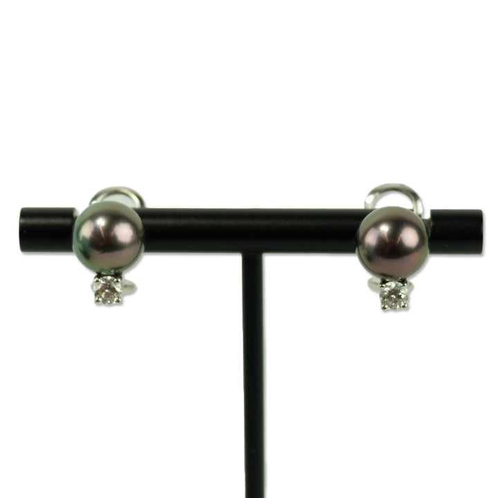 Tiffany & Co. Platinum Tahitian Pearl Diamond Stud Earring