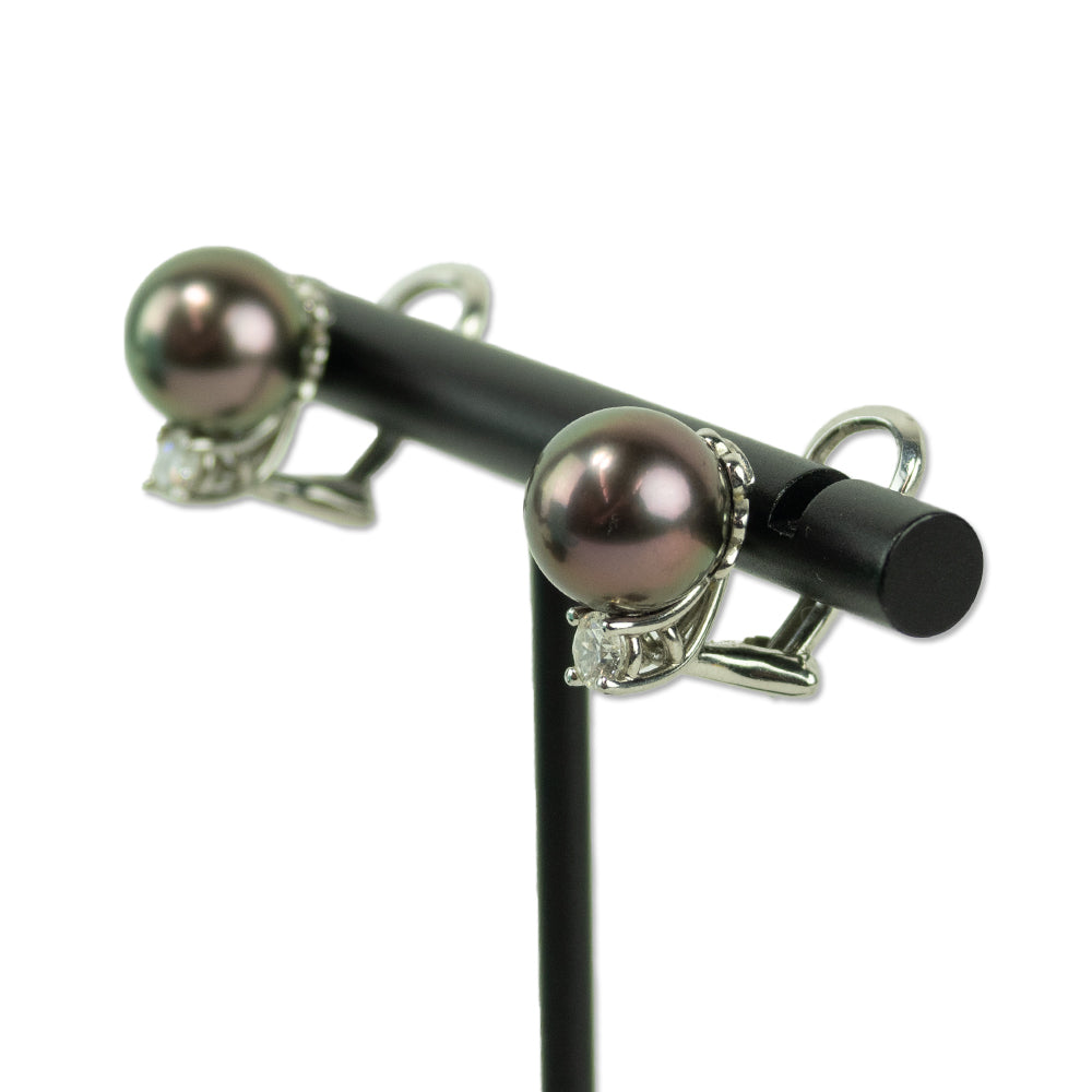 Tiffany & Co. Platinum Tahitian Pearl Diamond Stud Earring