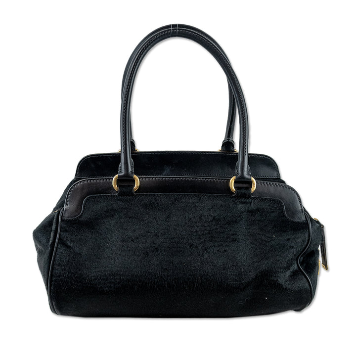 Tod's Black Pony Hair Leather-Trim Shoulder Bag