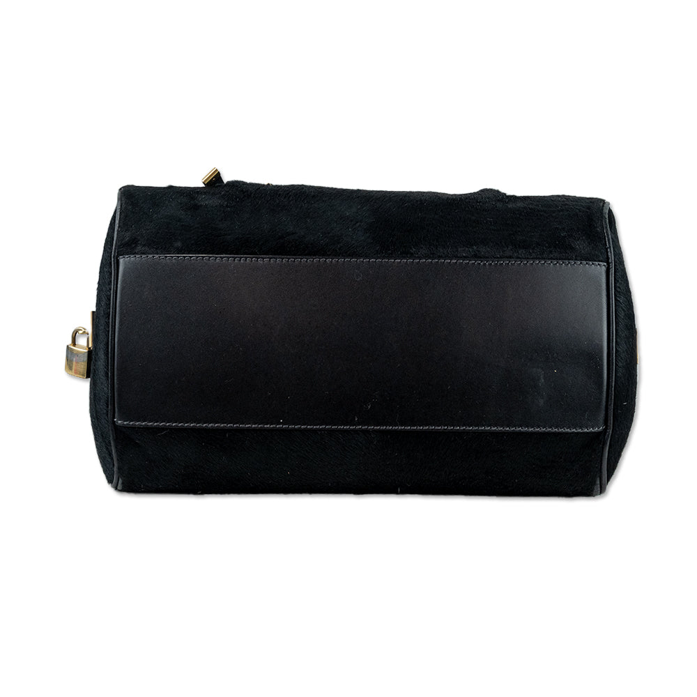 Tod's Black Pony Hair Leather-Trim Shoulder Bag