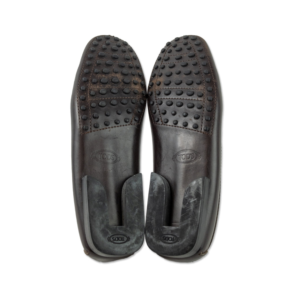 Tod's Brown Leather Round Toe Penny Loafers