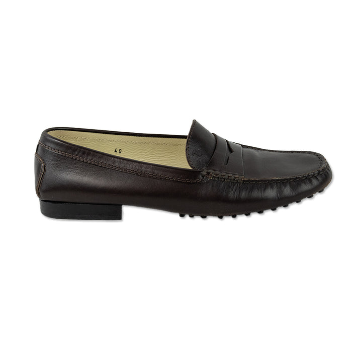 Tod's Brown Leather Round Toe Penny Loafers