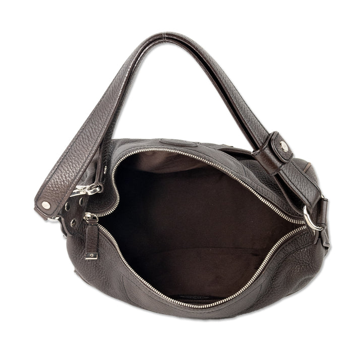 Tod's Brown Leather Shoulder Bag with Silver Hardware