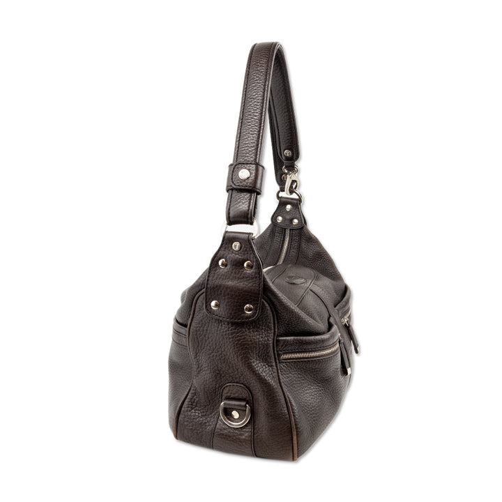 Tod's Brown Leather Shoulder Bag with Silver Hardware