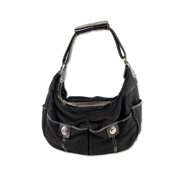 Tod's Nylon and Patent Leather Black Shoulder Bag