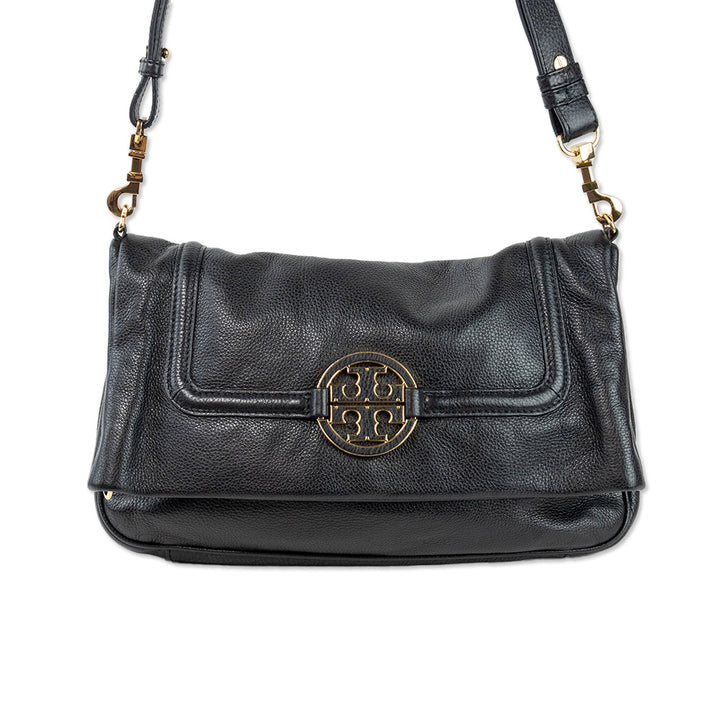 Tory Burch Black Leather Flap Handbag