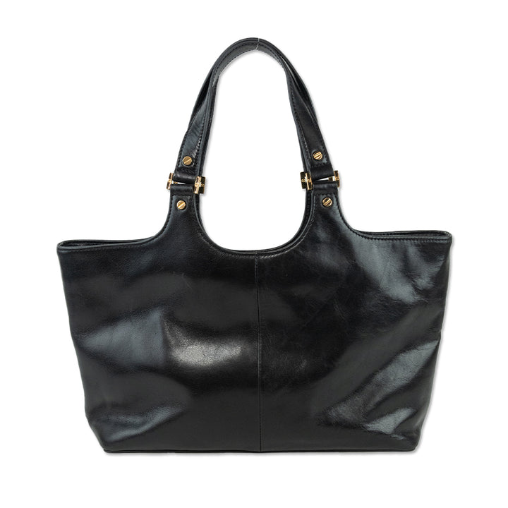 Tory Burch Bombe Black Leather Tote