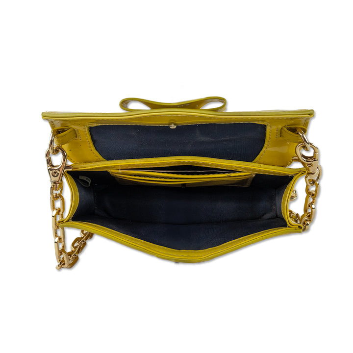 Tory Burch Mustard Yellow Patent Leather Crossbody Bag