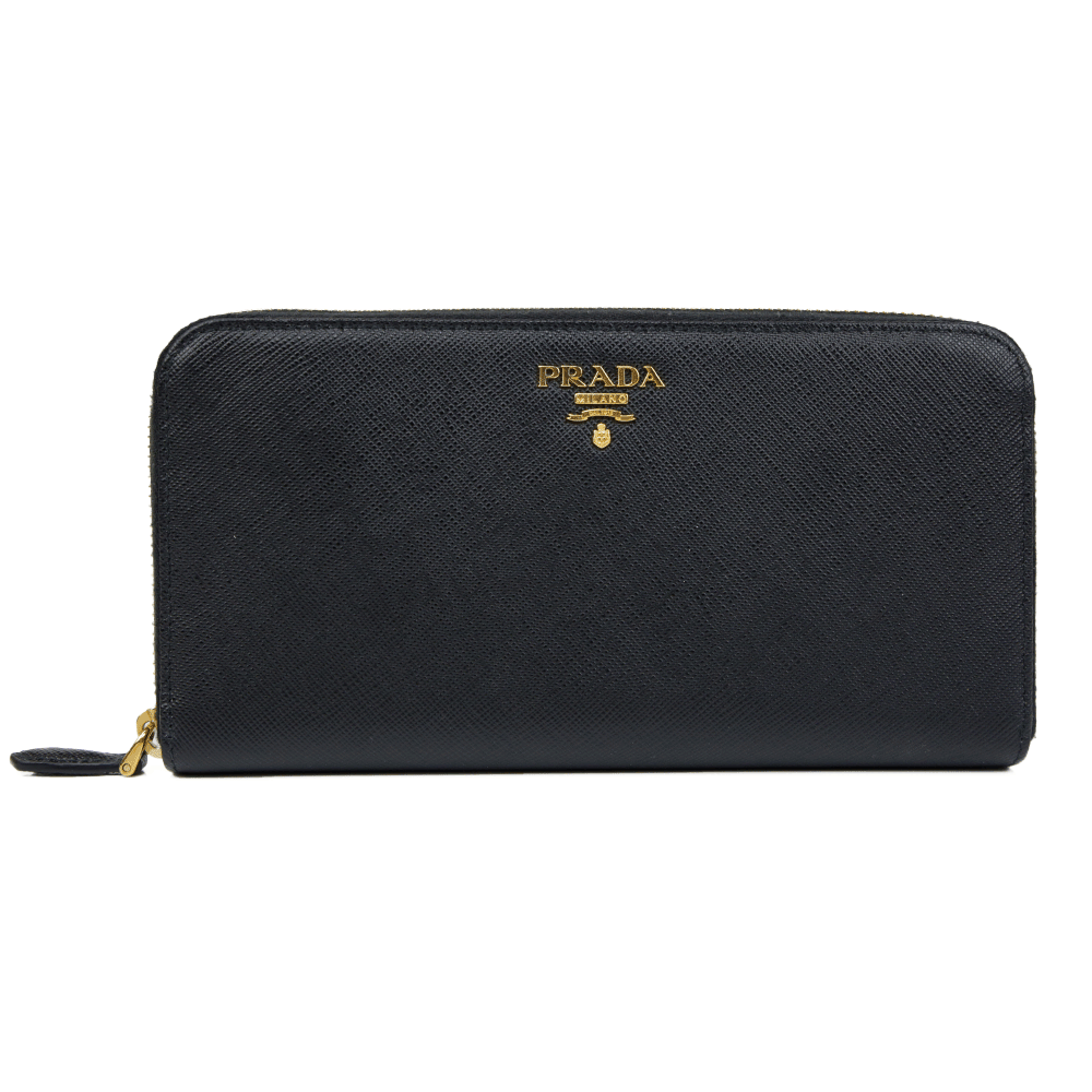 Prada Black Saffiano Leather Continental Wallet