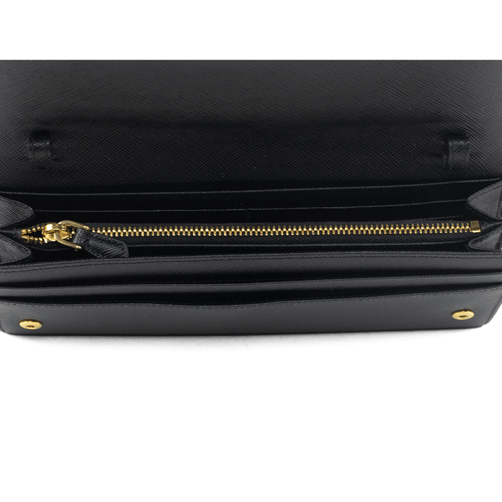 Prada Black Saffiano Lux Continental Wallet