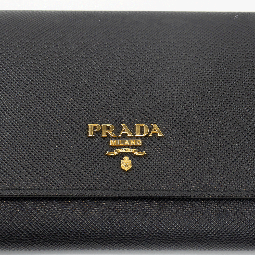 Prada Black Saffiano Lux Continental Wallet