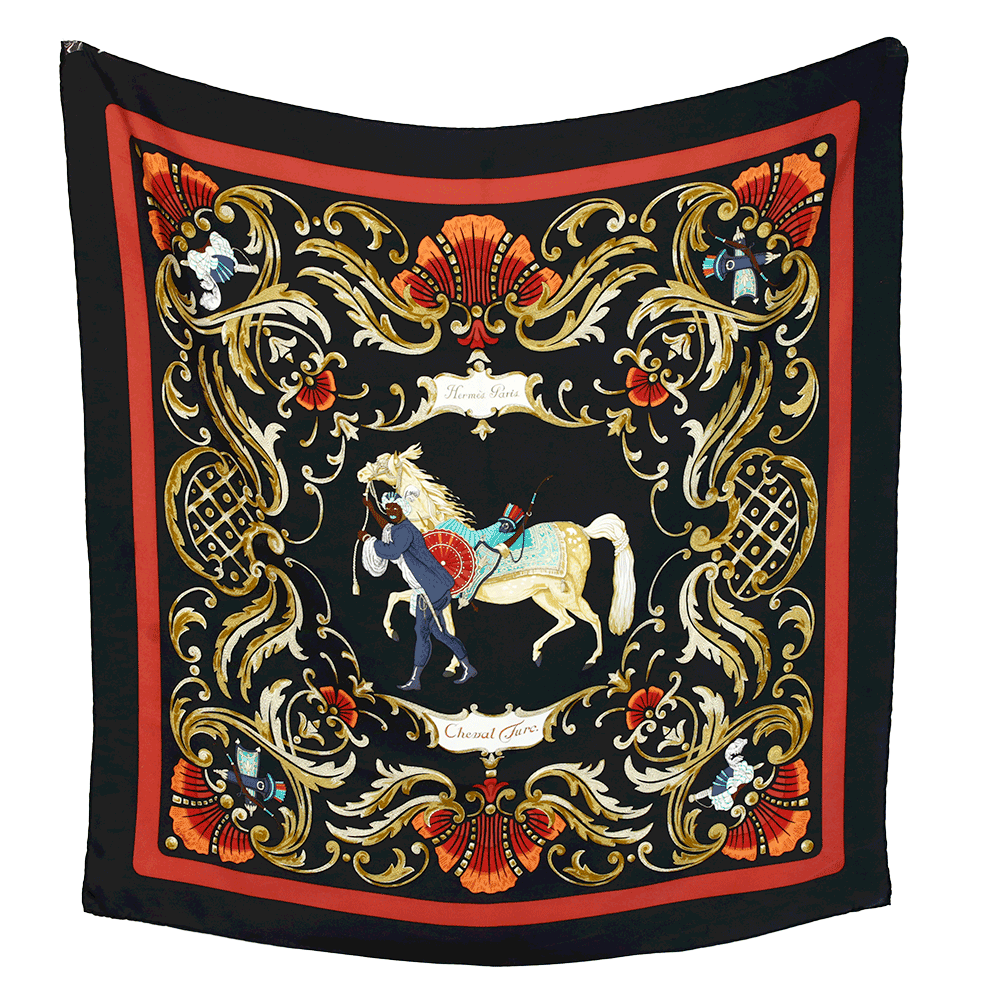 Hermès Cheval Turc Vintage Printed Silk Scarf