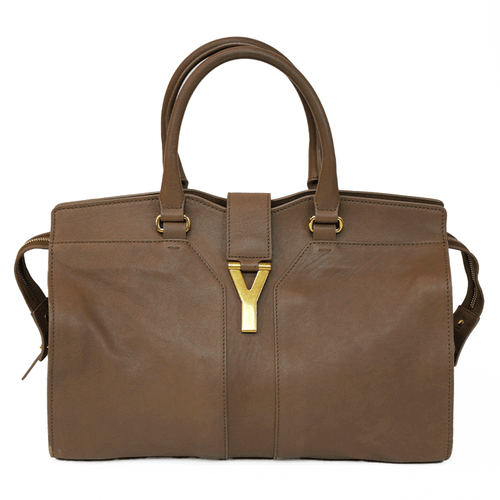 Yves Saint Laurent Taupe Leather Cabas Chyc Tote Bag