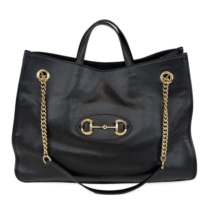 Gucci Black Leather Horsebit 1955 Tote