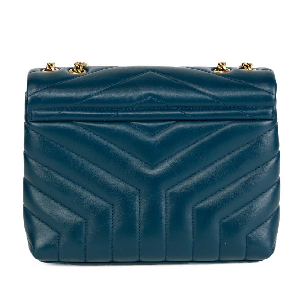 Saint Laurent Small Loulou Matelassé Teal Leather Shoulder Bag