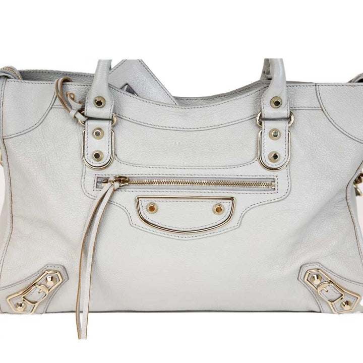 Balenciaga Light Gray Motocross Giant 12 City Bag