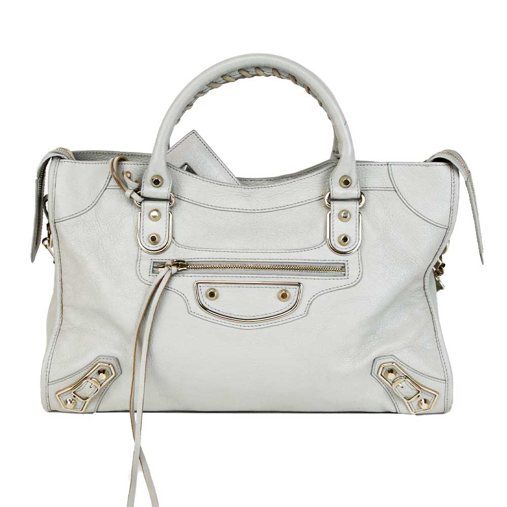 Balenciaga Light Gray Motocross Giant 12 City Bag